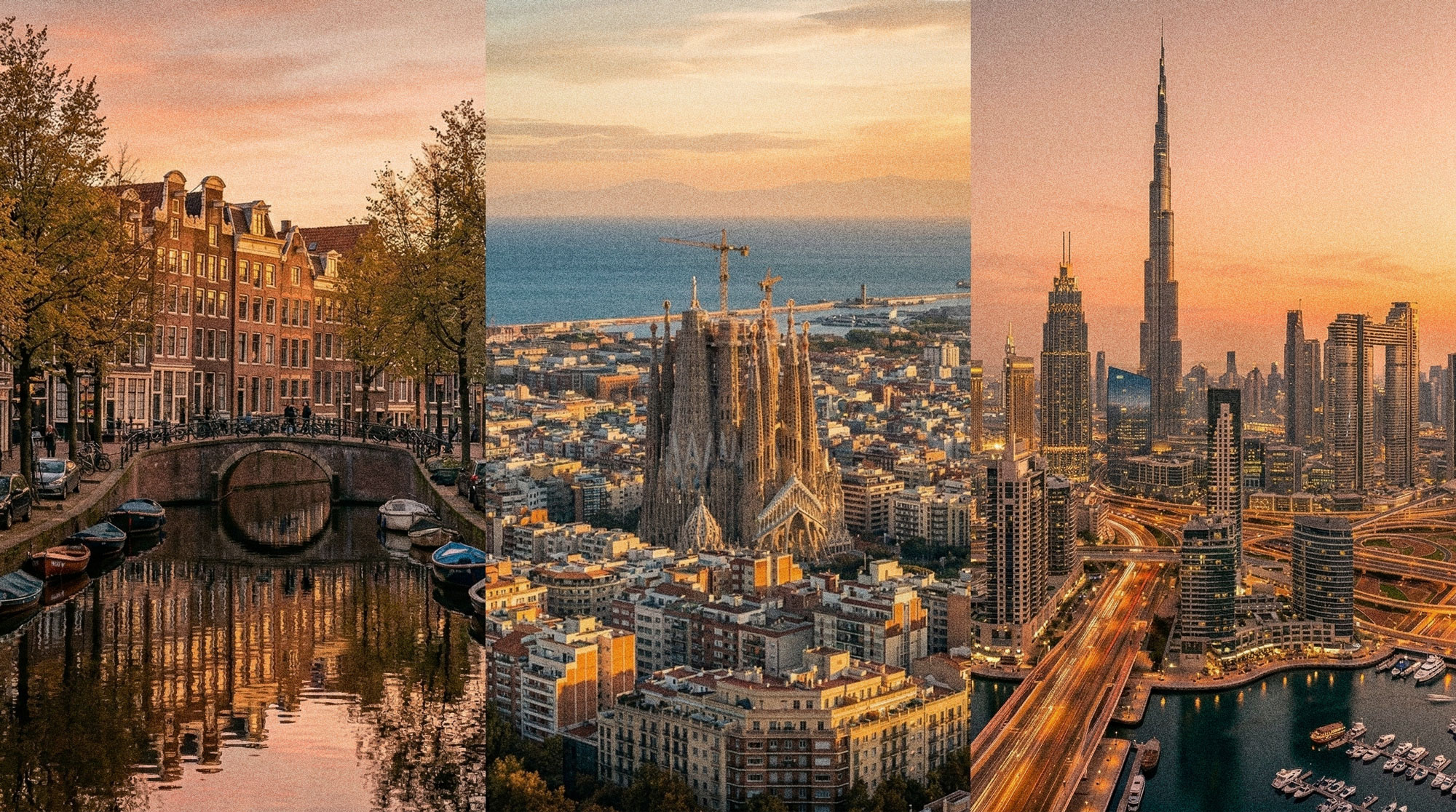 Amsterdam · Barcelona · Dubai